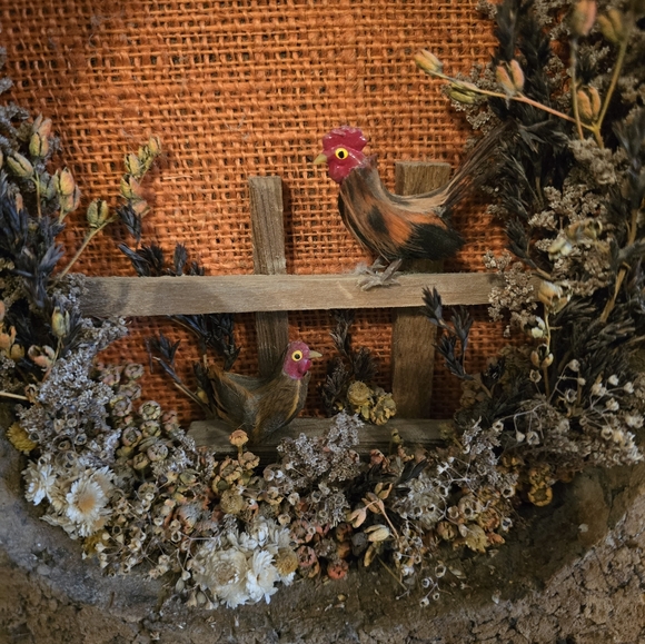 Vintage 1970's Cork Framed Miniature Pheasant Farm Scene Diorama - Picture 2 of 10